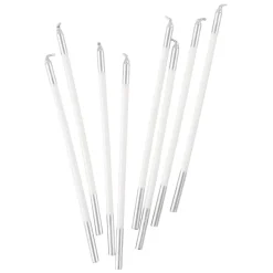 Slim Birthday Candles in White & Silver - 16 Candles Per Package