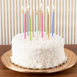 Slim Birthday Candles in White & Silver - 16 Candles Per Package