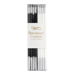Slim Birthday Candles in Mixed Black & White - 16 Candles Per Package