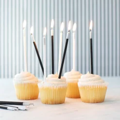 Slim Birthday Candles in Mixed Black & White - 16 Candles Per Package