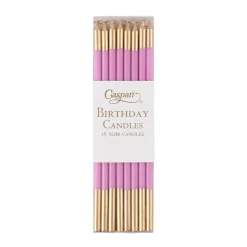 Slim Birthday Candles in Candy Pink & Gold - 16 Candles Per Package