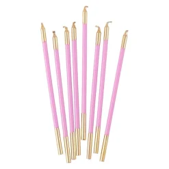 Slim Birthday Candles in Candy Pink & Gold - 16 Candles Per Package