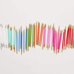 Slim Birthday Candles in Candy Pink & Gold - 16 Candles Per Package