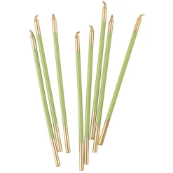 Slim Birthday Candles in Moss Green & Gold - 16 Candles Per Package
