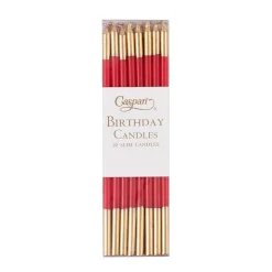 Slim Birthday Candles in Red & Gold - 16 Candles Per Package