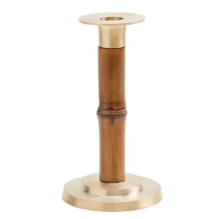 Small Bamboo Candlestick in Medium Brown - 1 Each