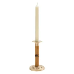Small Bamboo Candlestick in Light Brown - 1 Each