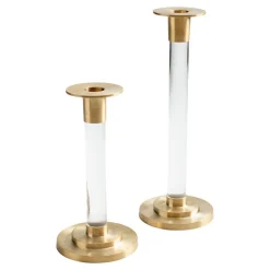 Small Brass & Resin Candlestick in Clear - 1 Each
