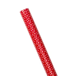 Small Dots Gift Wrapping Paper on Red High-Gloss - 30" x 8' Roll