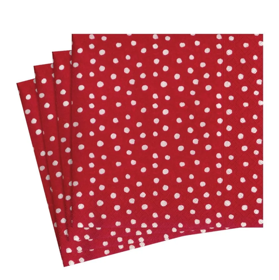 Small Dots Paper Luncheon Napkins in Red - 20 Per Package