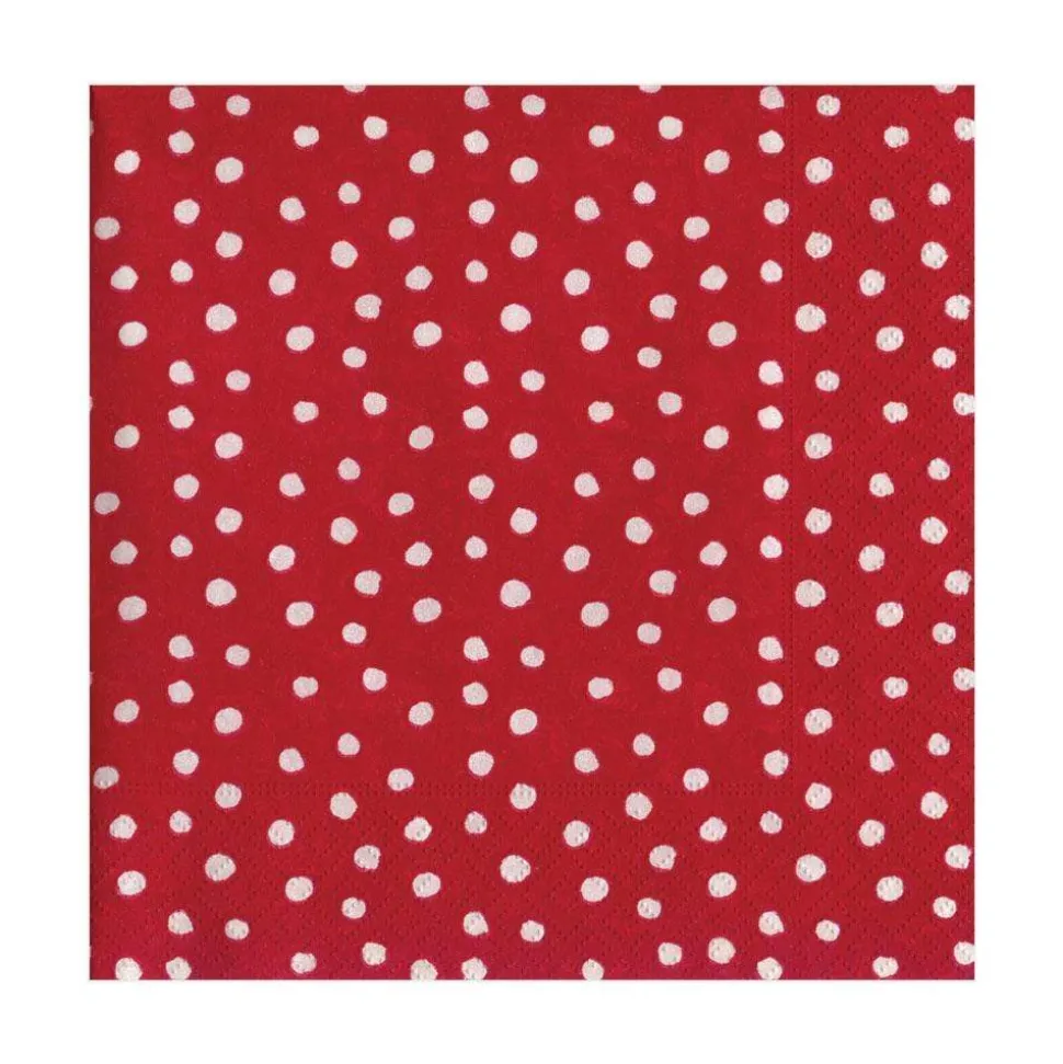 Small Dots Paper Luncheon Napkins in Red - 20 Per Package