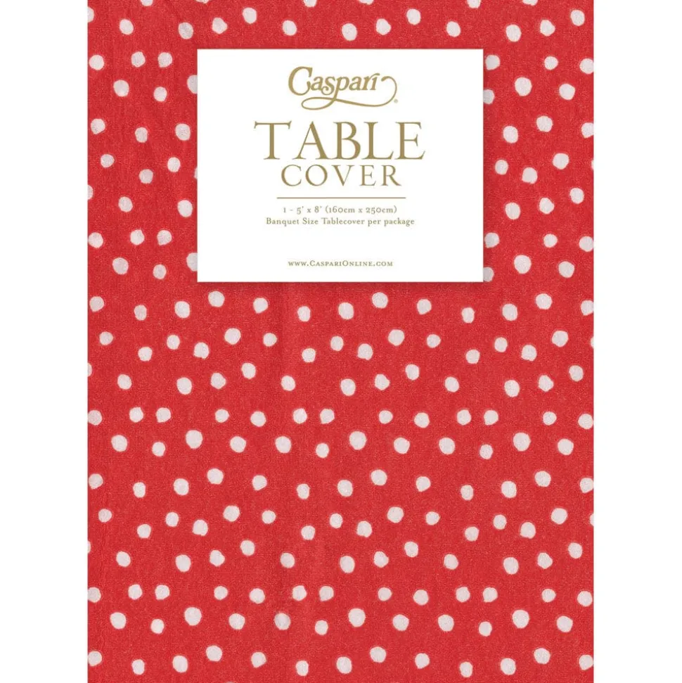 Small Dots Red Paper Linen Table Covers - 1 Each