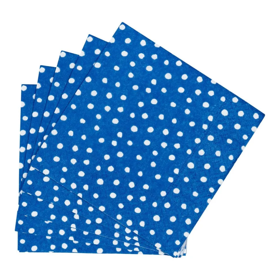 Small Dots Royal Blue Cocktail Napkins - 20 Per Package