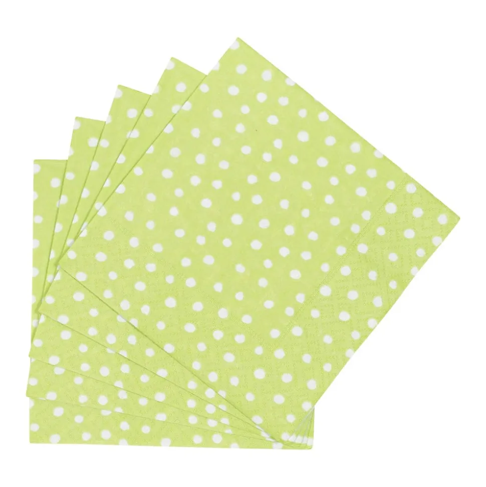 Small Dots Spring Green Cocktail Napkins - 20 Per Package