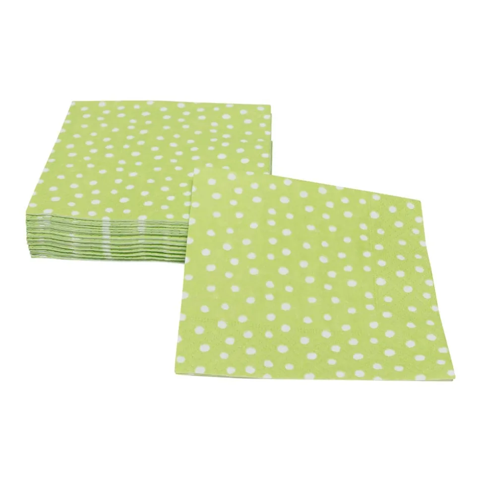 Small Dots Spring Green Cocktail Napkins - 20 Per Package