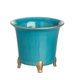 Small Turquoise & Gold Cachepot