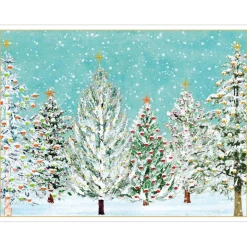 Snow Covered Trees Personalized Christmas Cards