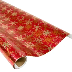 Snowfall-Red Foil Gift Wrap - One 30" X 6' Roll