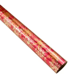 Snowfall-Red Foil Gift Wrap - One 30" X 6' Roll