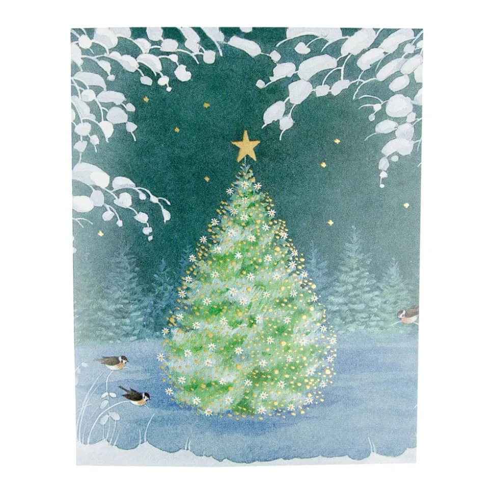 Snowflake Tree A-Size Boxed Christmas Cards - 15 Cards And Envelopes