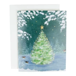 Snowflake Tree A-Size Boxed Christmas Cards - 15 Cards And Envelopes