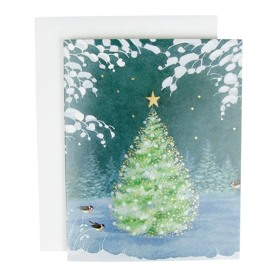 Snowflake Tree A-Size Boxed Christmas Cards - 15 Cards And Envelopes