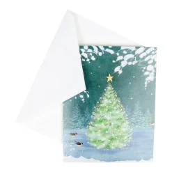 Snowflake Tree A-Size Boxed Christmas Cards - 15 Cards And Envelopes