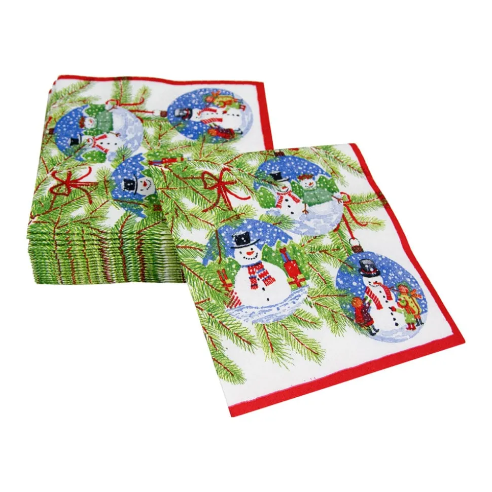 Snowman Ornaments Cocktail Napkins - 20 Per Package