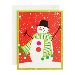 Snowman with Green Scarf Classic Boxed Christmas Cards - includes 15 cards & envelopes