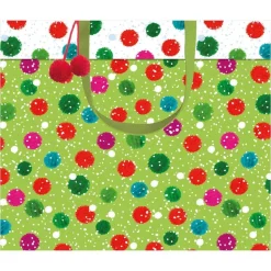Snowy Pom Poms Large Gift Bag - 1 Each