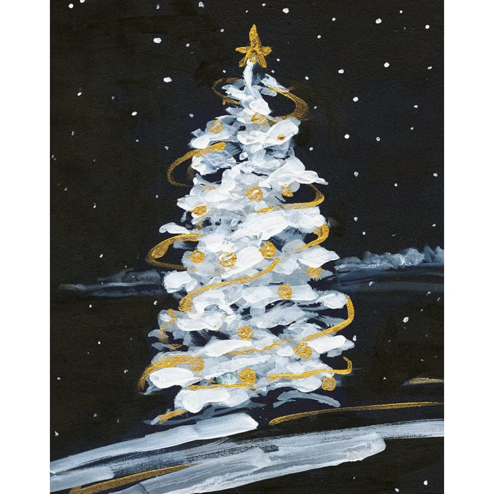 Snowy Tree In The Night Classic Boxed Christmas Cards - includes 15 cards & envelopes