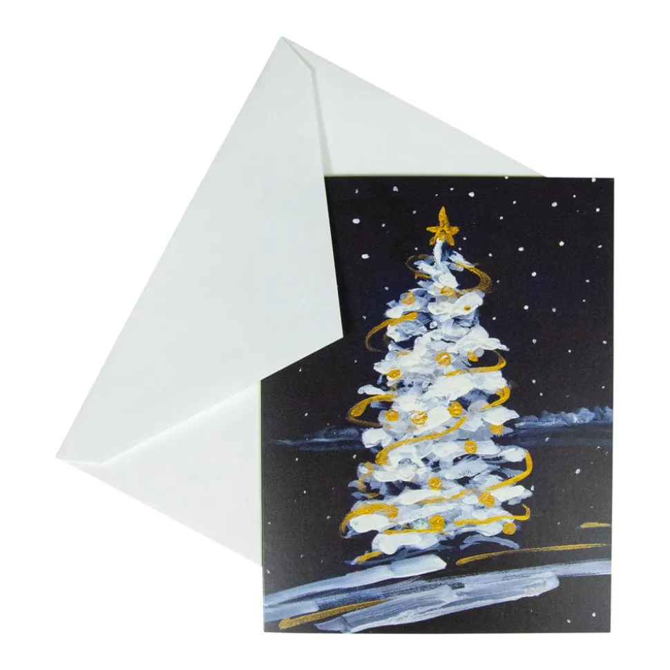 Snowy Tree In The Night Classic Boxed Christmas Cards - includes 15 cards & envelopes