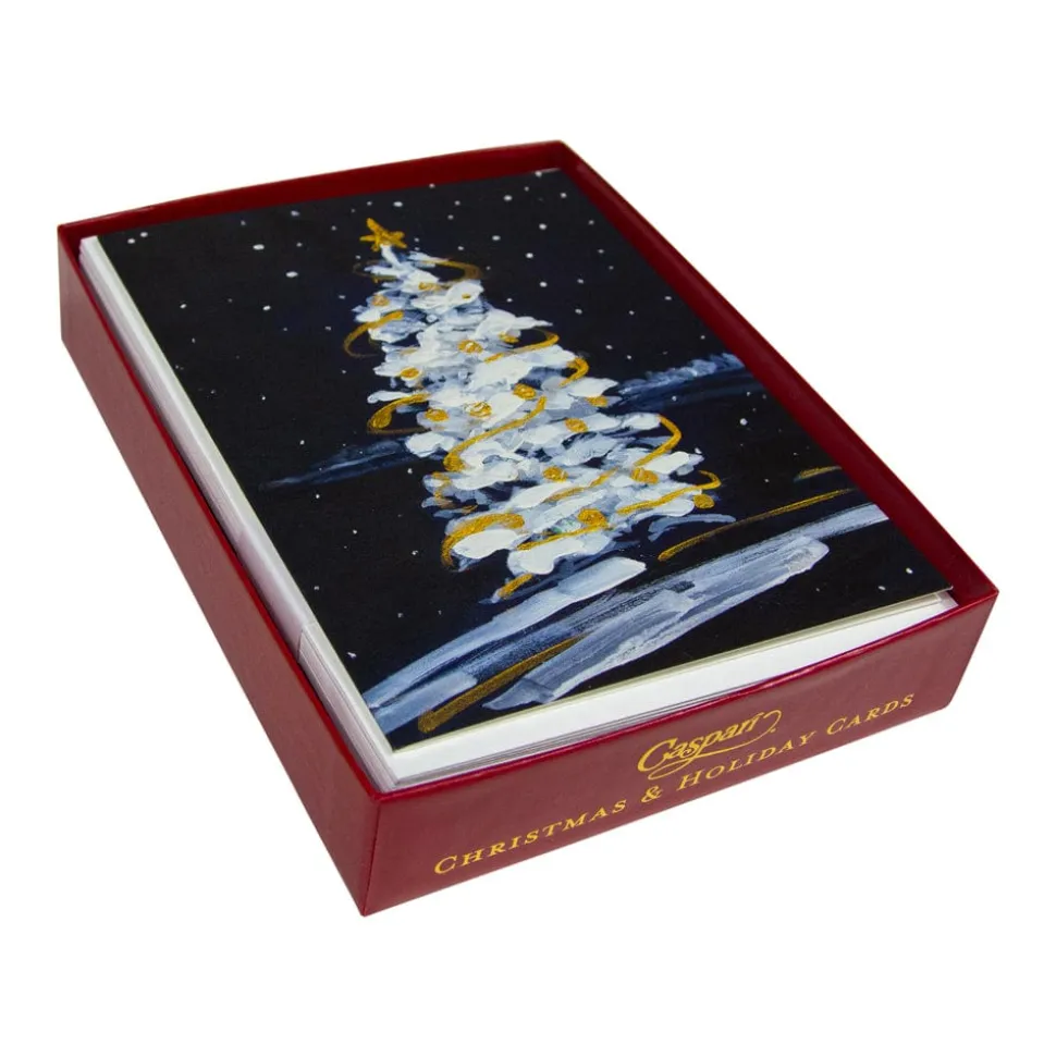 Snowy Tree In The Night Classic Boxed Christmas Cards - includes 15 cards & envelopes