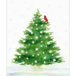 Snowy Tree with Cardinal Petite Boxed Christmas Cards - includes 15 cards & envelopes