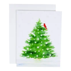 Snowy Tree with Cardinal Petite Boxed Christmas Cards - includes 15 cards & envelopes