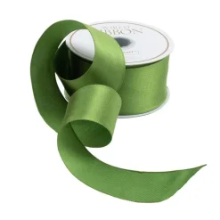 Solid Green Satin Wired Ribbon - 9 Yard Spool