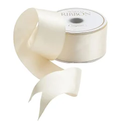 Solid Ivory Satin Wired Ribbon - 9 Yard Spool