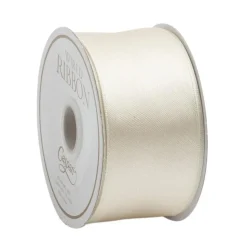 Solid Ivory Satin Wired Ribbon - 9 Yard Spool