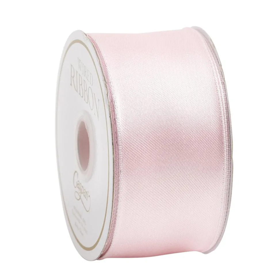 Solid Light Pink Wired Ribbon - 10 Yard Spool