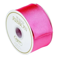 Solid Satin Wired Shocking Pink Ribbon - 1 Spool Of Ribbon