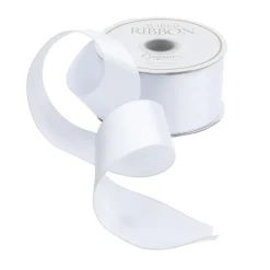 Solid White Satin Wired Ribbon - 9 Yard Spool