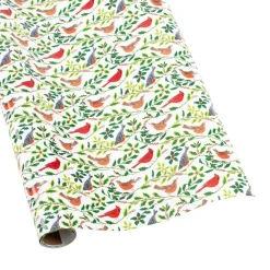 Songbirds And Holly White Gift Wrapping Paper - 30" x 8' Roll
