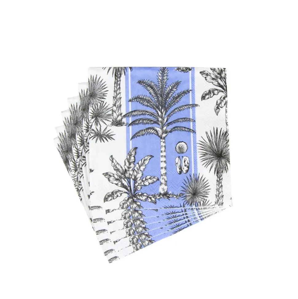 Southern Palms Blue & White Boxed Cocktail Napkins - 40 Per Box