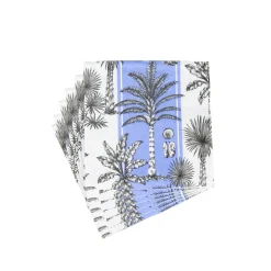 Southern Palms Blue & White Cocktail Napkins - 20 Per Package