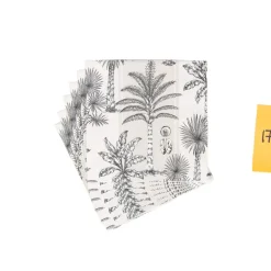 Southern Palms Flax & White Cocktail Napkins - 20 Per Package
