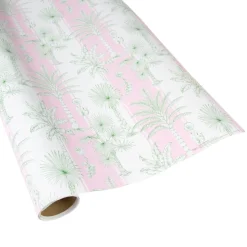 Southern Palms in Pink & White Gift Wrap - 1 Continuous Roll of Wrapping Paper