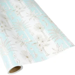 Southern Palms in Robin's Egg & White Gift Wrap - 1 Continuous Roll of Wrapping Paper