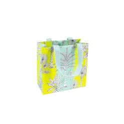 Southern Palms Turquoise & Lime Small Square Gift Bags - 1 Each