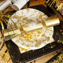 Splatterware Paper Dinner Plates in Gold - 8 Per Package