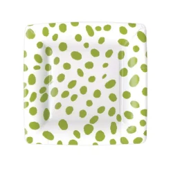 Spots Square Paper Salad & Dessert Plates in Green - 8 Per Package